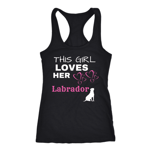 Image of This Girl Loves Her Lab T-shirt Next Level Racerback Tank Black XS
