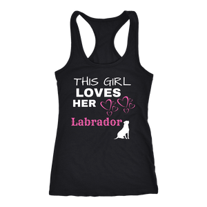 This Girl Loves Her Lab T-shirt Next Level Racerback Tank Black XS