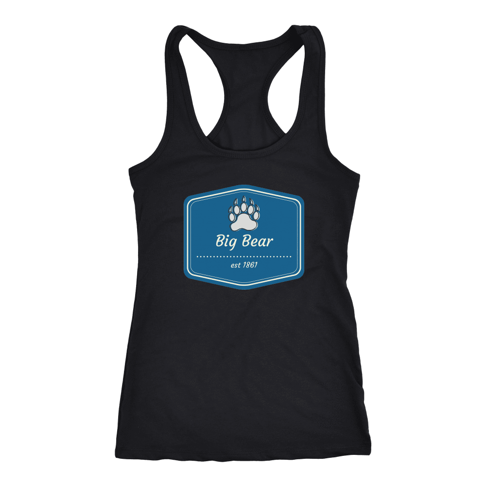 Big Bear Blue Logo T-shirt Next Level Racerback Tank Black XS