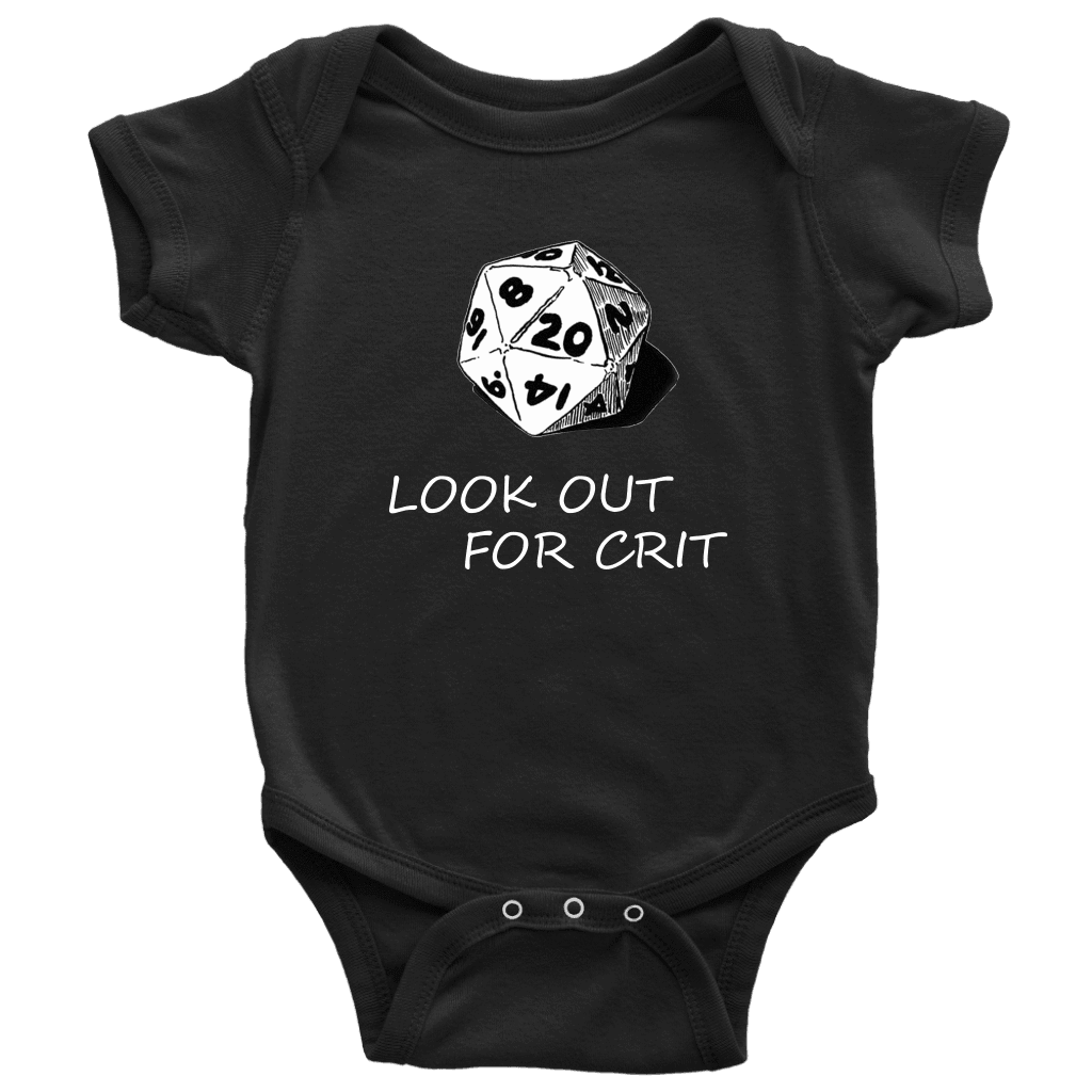 Look Out For Crit Onesies T-shirt Baby Bodysuit Black NB