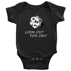 Look Out For Crit Onesies T-shirt Baby Bodysuit Black NB