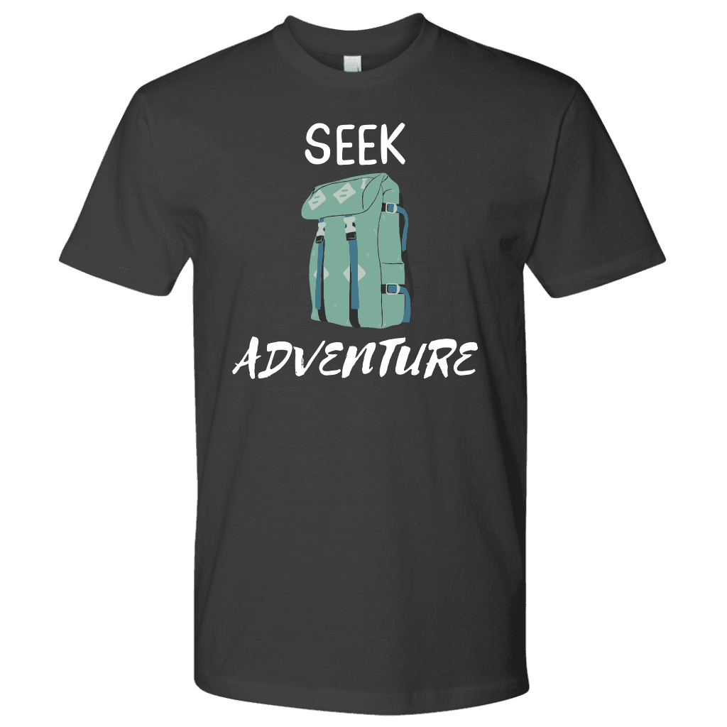 Seek Adventure with Backpack (Mens) T-shirt Next Level Mens Shirt Heavy Metal S