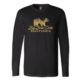 Big Bear Lake California V.2, Gold, Hoodies Long Sleeve T-shirt Canvas Long Sleeve Shirt Black S