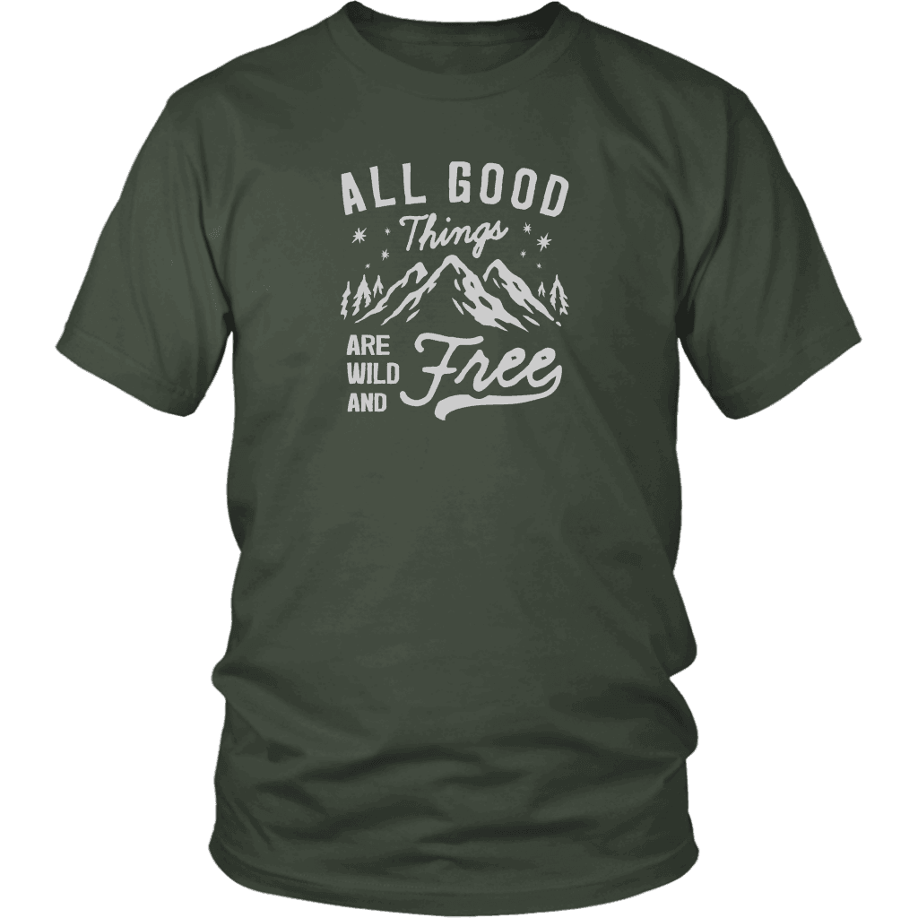Wild and Free T-shirt District Unisex Shirt Olive S