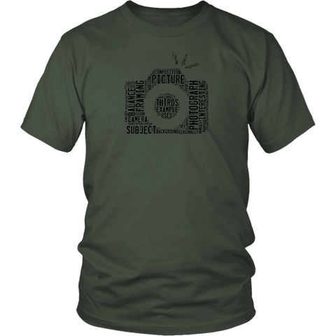 Image of Awesome Word Camera Shirt T-shirt District Unisex Shirt Olive S