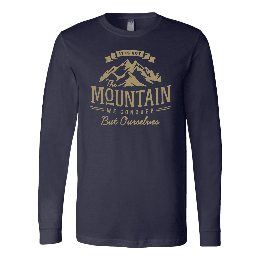 We Conquer Ourselves, Long Sleeve and Hoodies T-shirt Canvas Long Sleeve Shirt Navy S