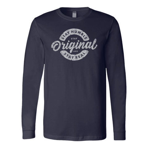 Image of Stay Real, Stay Original | Long Sleeves and Hoodies T-shirt Canvas Long Sleeve Shirt Navy S