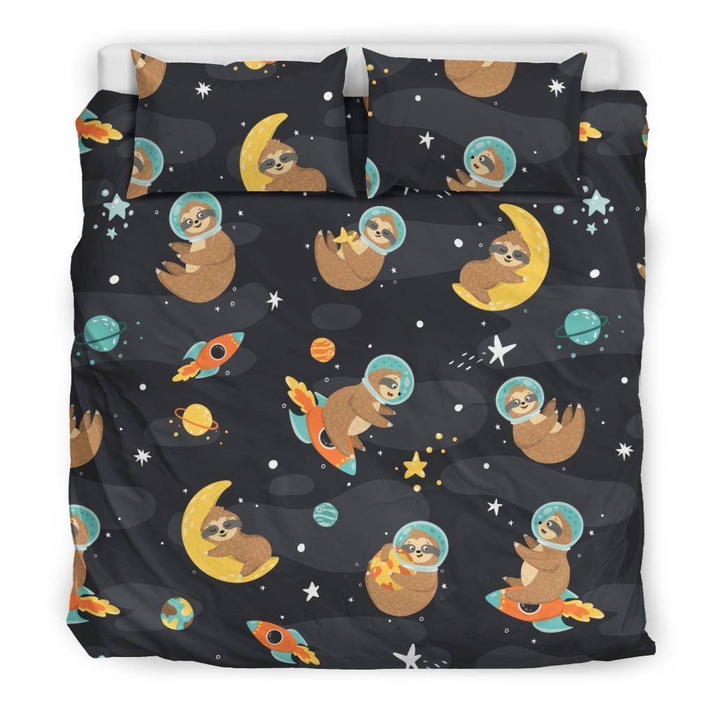 Space Sloth Premium Bedding bedding Bedding Set - Black - Space Sloth US King 