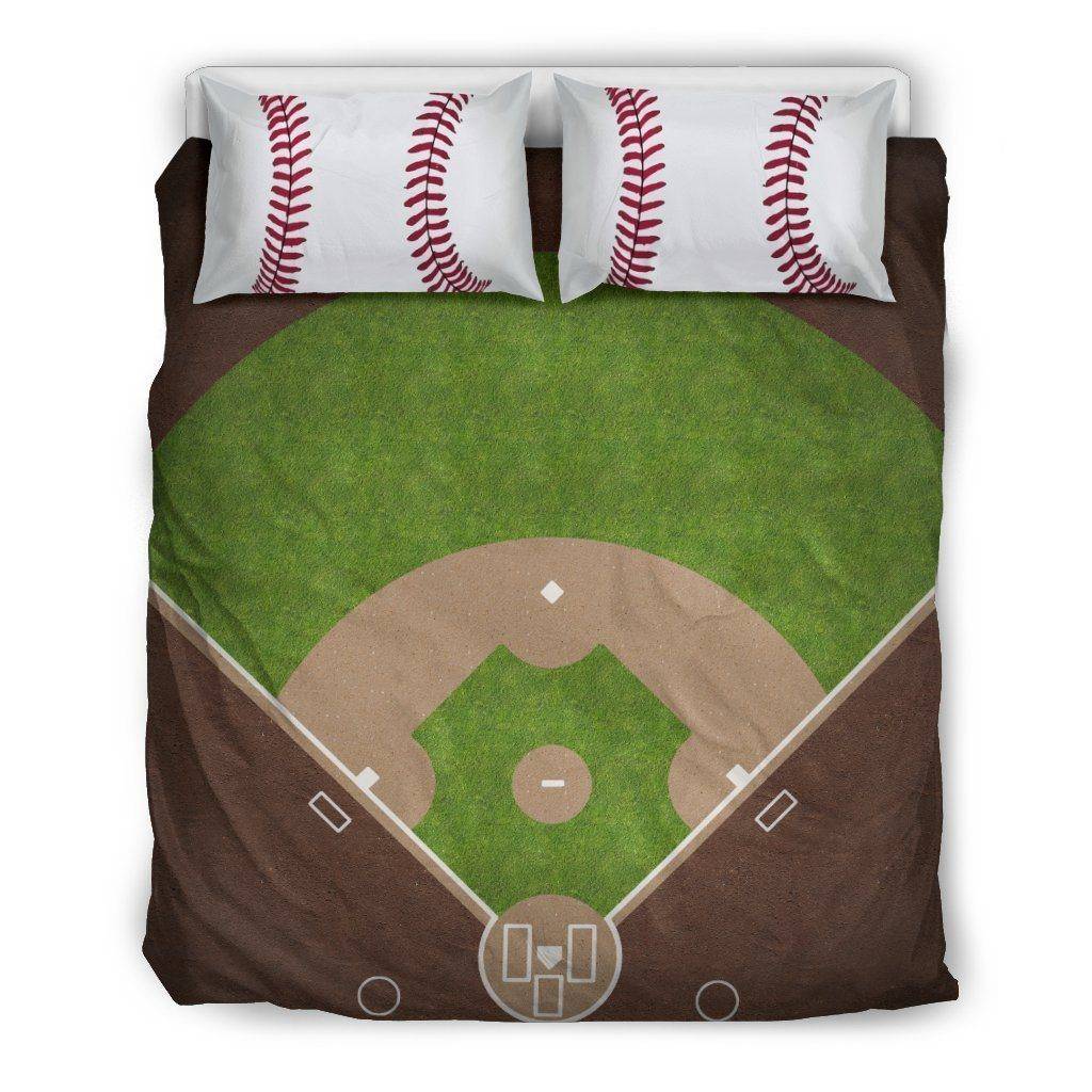 Awesome Baseball Bedding, Black Bedding Set - Black - Black US Queen/Full 