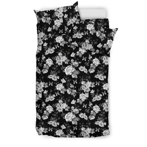 Gorgeous White Flowers on Premium Bedding bedding Bedding Set - Black - Beige US Twin 