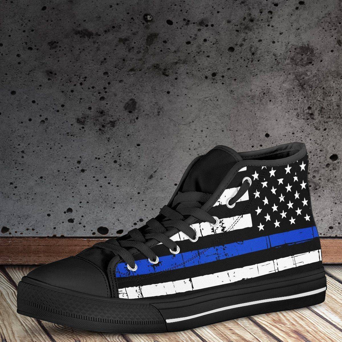 Premium Canvas Highttop with Thin Blue Line Flag 