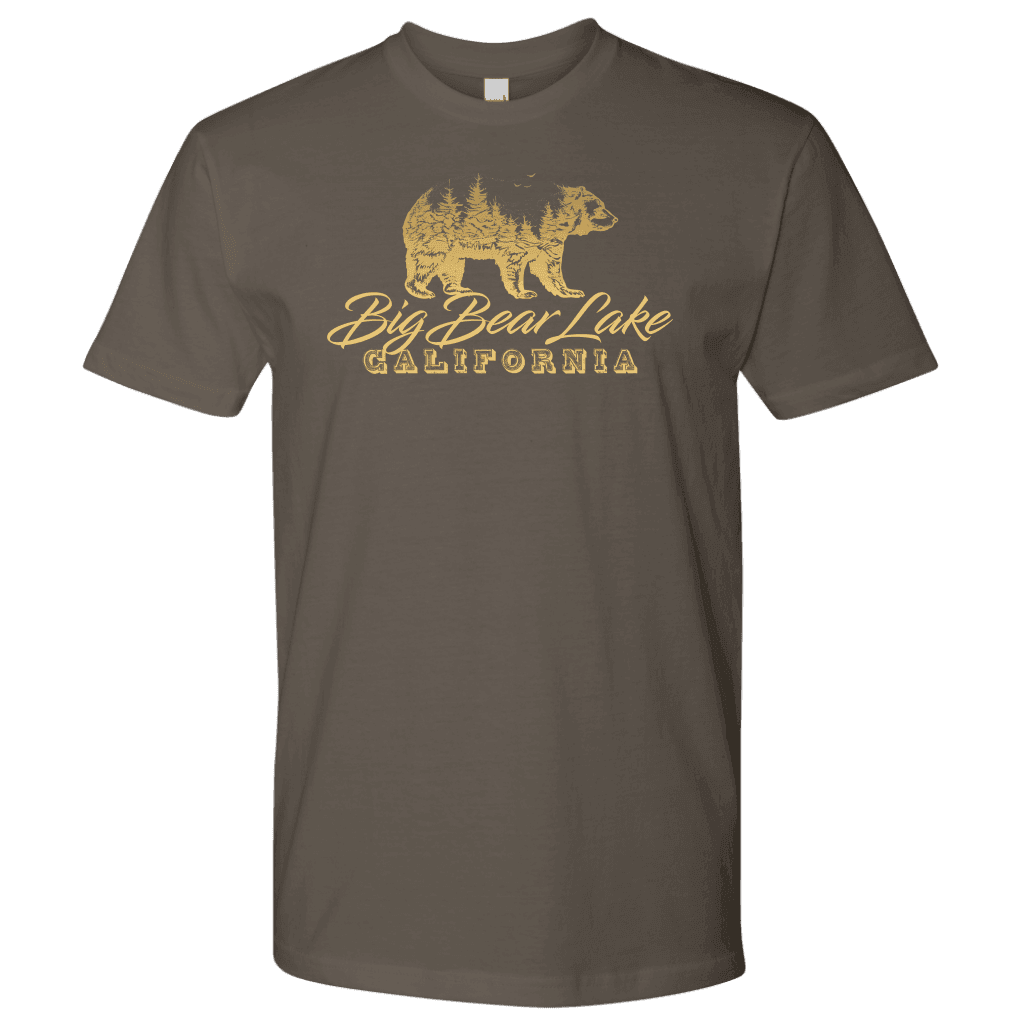 Big Bear Lake California V.2, Mens, Gold T-shirt Next Level Mens Shirt Warm Grey S