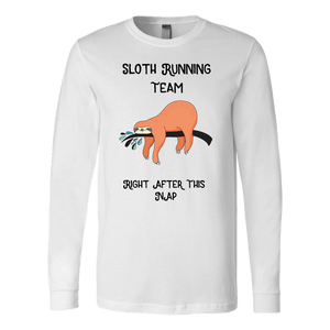 Sloth Running Team T-shirt Canvas Long Sleeve Shirt White S
