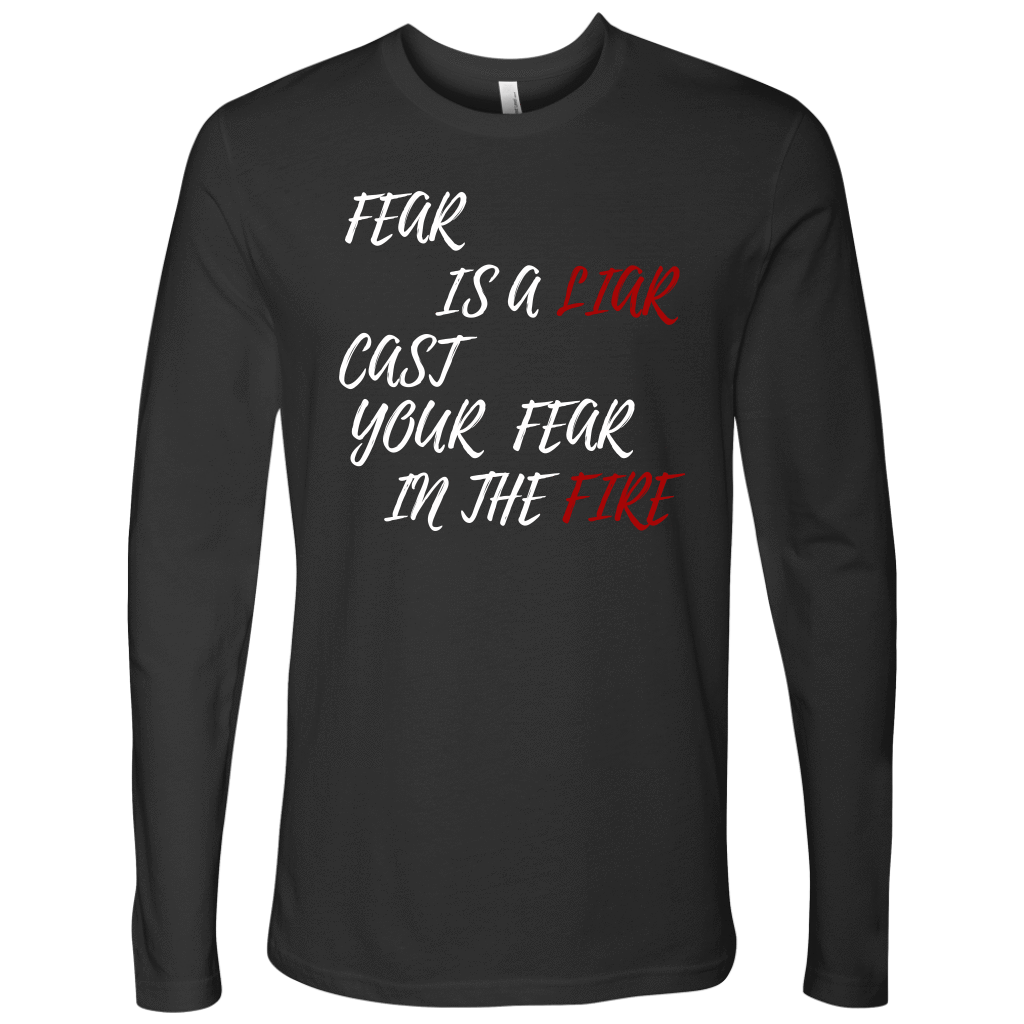 Fear Is A LIAR! White T-shirt Next Level Mens Long Sleeve Heavy Metal S
