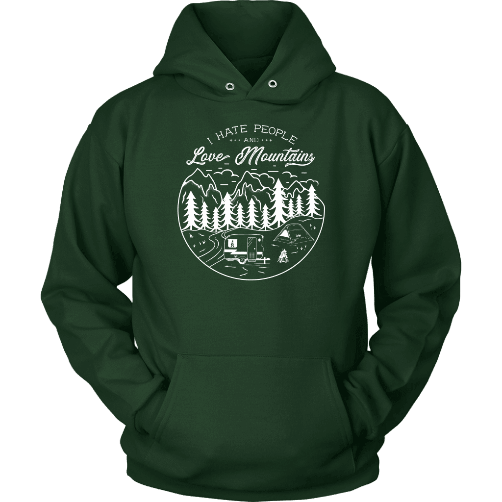 Hate Peeps, Love Mountains T-shirt Unisex Hoodie Dark Green S