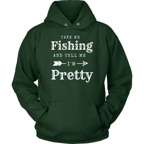 Image of Take Me Fishing T-shirt Unisex Hoodie Dark Green S