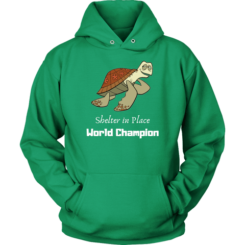 Image of Shelter In Place World Champion, White Print Long Sleeve Hoodie T-shirt Unisex Hoodie Kelly Green S