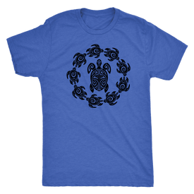 Fun Circle of Life Tribal Turtle Shirt, Black Print