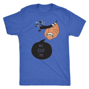 Take Your Time Sloth T-shirt Next Level Mens Triblend Vintage Royal S