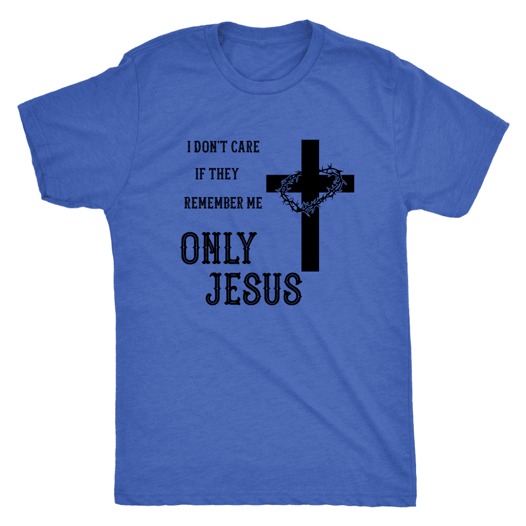 Only Jesus! Black Print T-shirt Next Level Mens Triblend Vintage Royal S