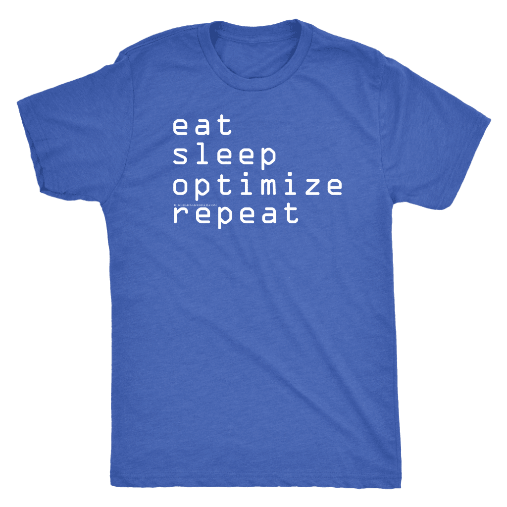 eat, sleep, optimize, repeat T-shirt Next Level Mens Triblend Vintage Royal S