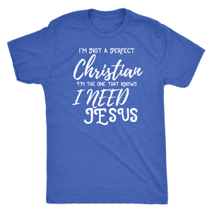Not A Perfect Christian, Shirts T-shirt Next Level Mens Triblend Vintage Royal S