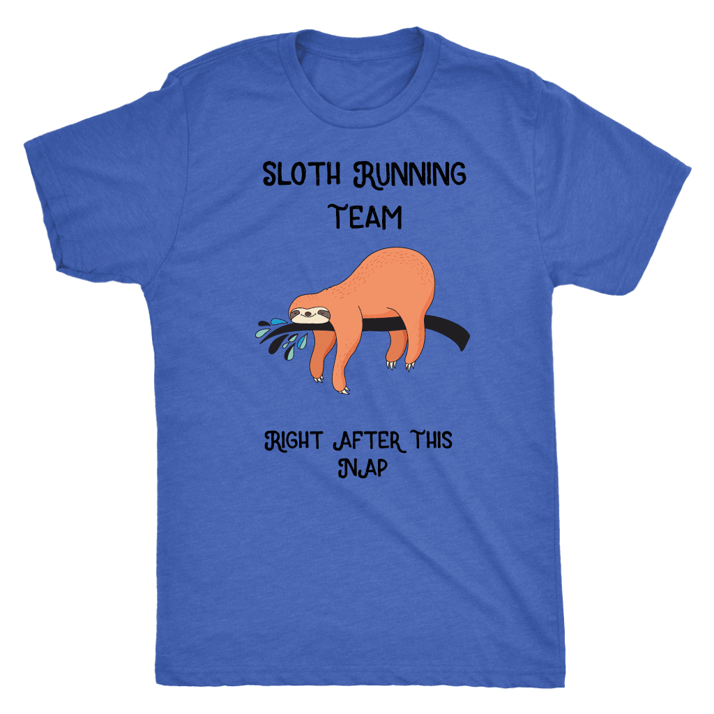 Sloth Running Team T-shirt Next Level Mens Triblend Vintage Royal S