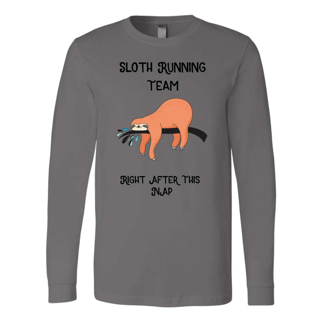 Sloth Running Team T-shirt Canvas Long Sleeve Shirt Asphalt S