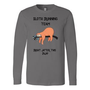 Sloth Running Team T-shirt Canvas Long Sleeve Shirt Asphalt S