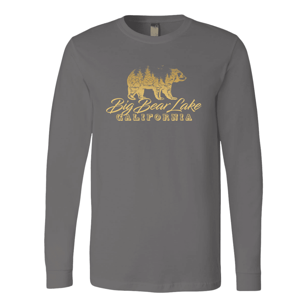 Big Bear Lake California V.2, Gold, Hoodies Long Sleeve T-shirt Canvas Long Sleeve Shirt Asphalt S