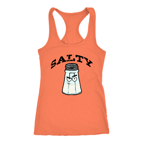 Image of Salty V.1 Womens T-shirt Next Level Racerback Tank Light Orange XS
