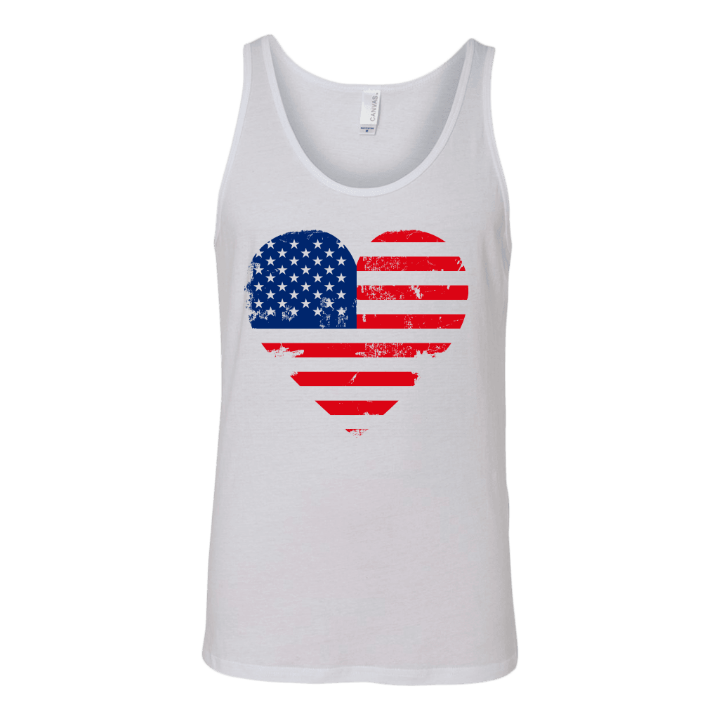 Love America Men's Shirts, White T-shirt Canvas Unisex Tank White S