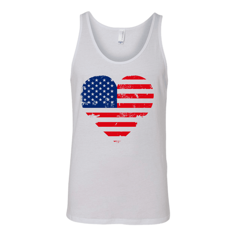 Image of Love America Men's Shirts, White T-shirt Canvas Unisex Tank White S