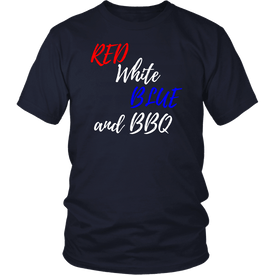 Red White Blue and BBQ T-shirt District Unisex Shirt Navy S