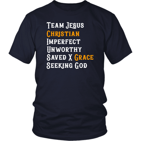 Image of Team Jesus T-shirt District Unisex Shirt Navy S