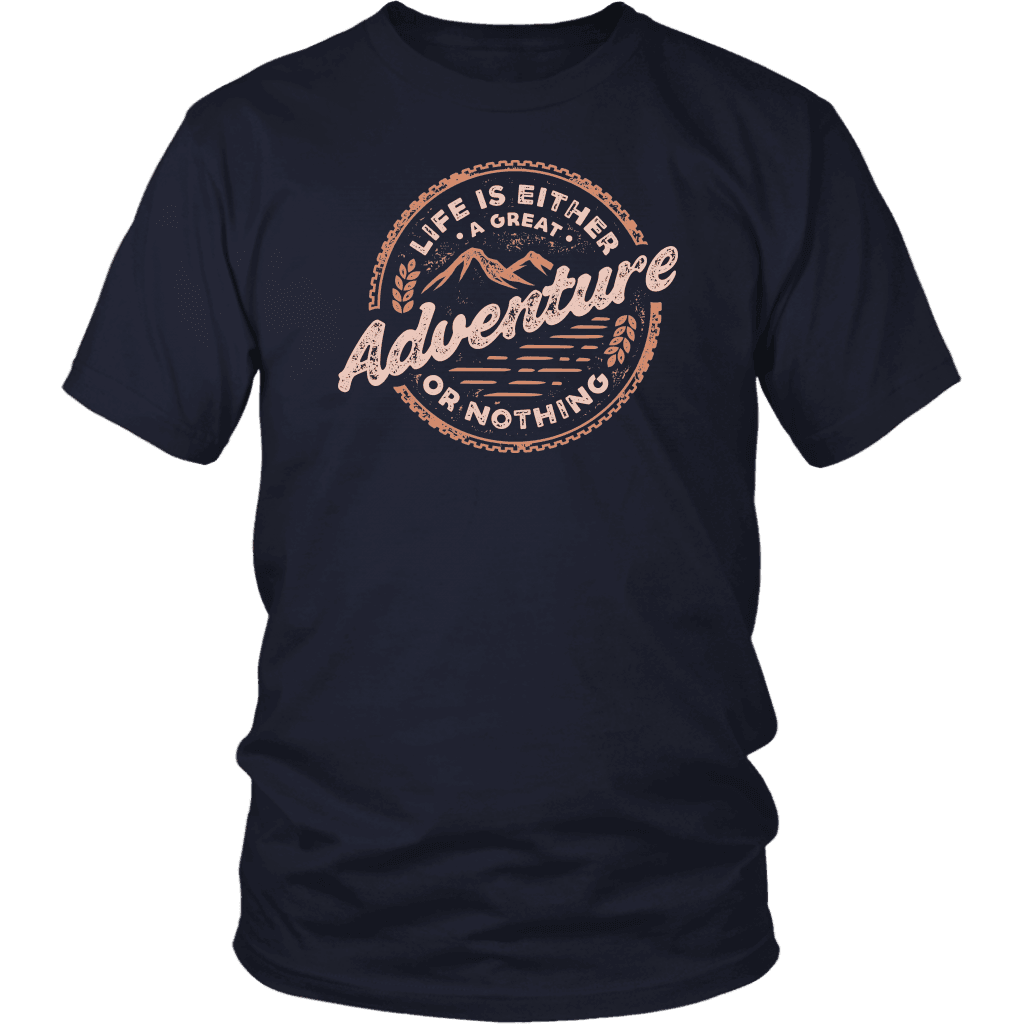 Life Is A Great Adventure T-shirt District Unisex Shirt Navy S
