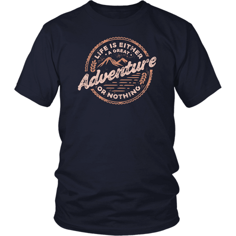 Image of Life Is A Great Adventure T-shirt District Unisex Shirt Navy S