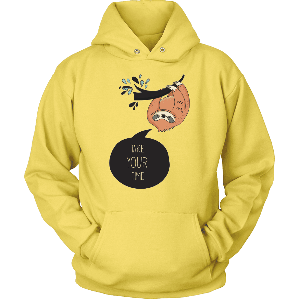Take Your Time Sloth T-shirt Unisex Hoodie Yellow S