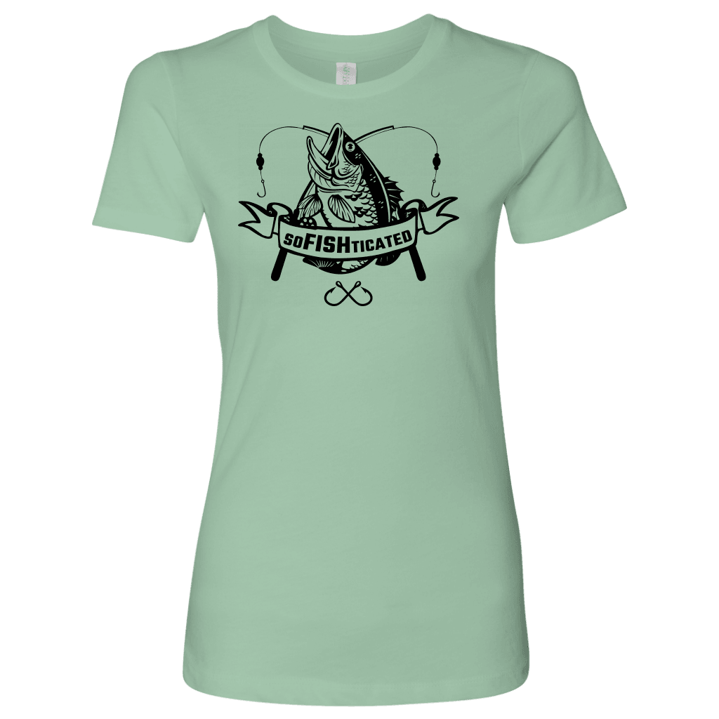 soFISHticated Womens Black Print T-shirt Next Level Womens Shirt Mint S
