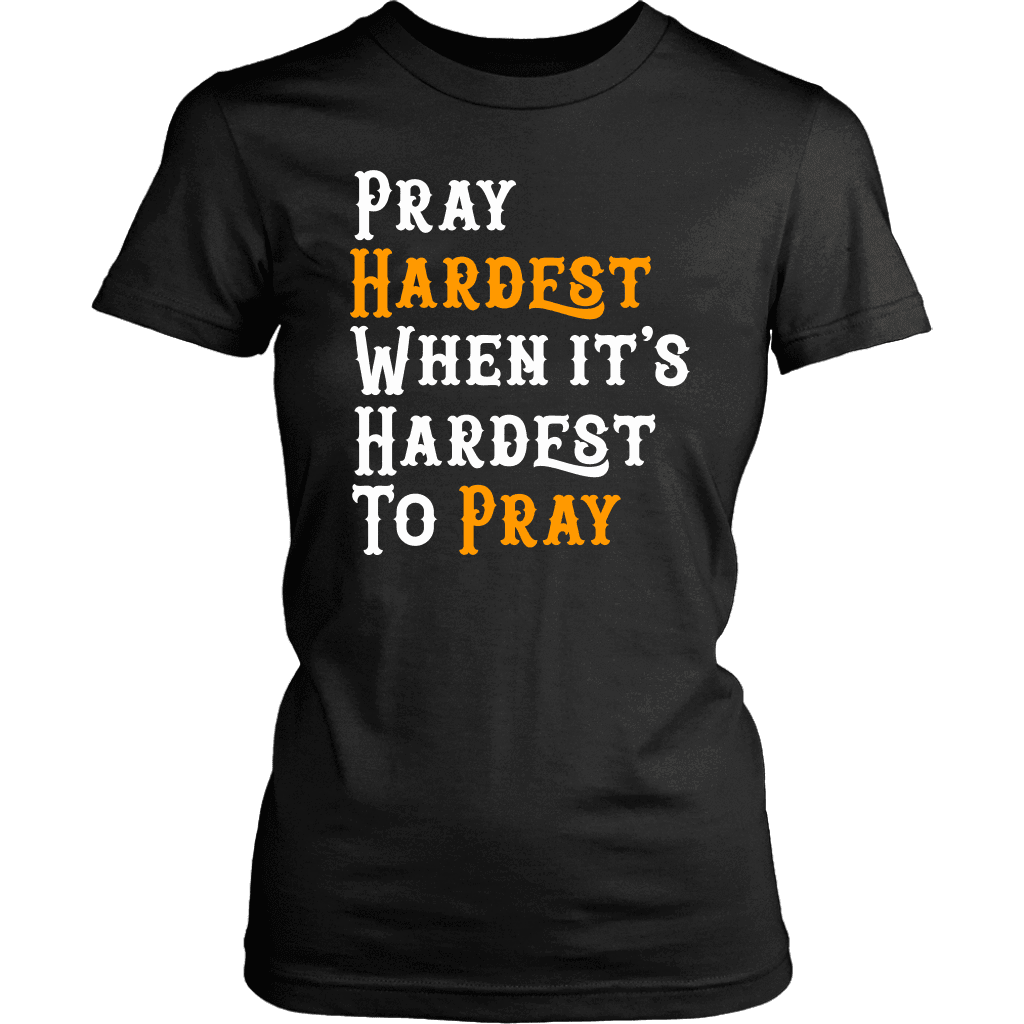 Pray Hard T-shirt District Womens Shirt Black XS
