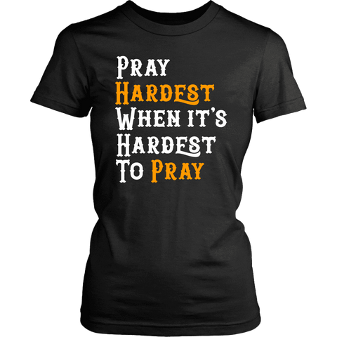 Image of Pray Hard T-shirt District Womens Shirt Black XS