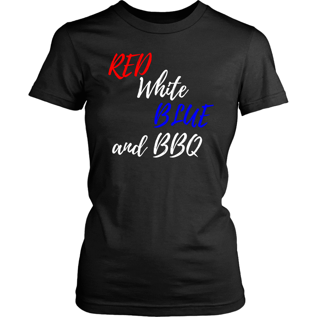 Red White Blue and BBQ T-shirt District Womens Shirt Black XS