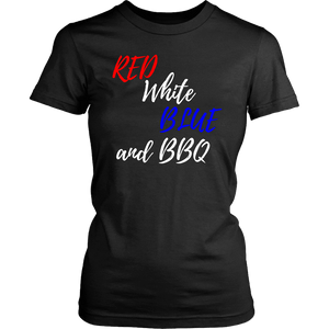 Red White Blue and BBQ T-shirt District Womens Shirt Black XS