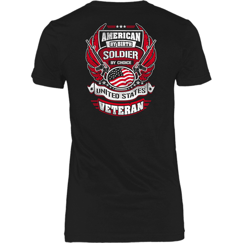 Image of American by Birth, Soldier by Choice T-shirt District Womens Shirt Black XS