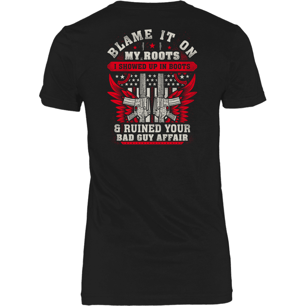 Blame It On My Roots T-shirt District Womens Shirt Black XS