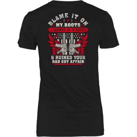 Image of Blame It On My Roots T-shirt District Womens Shirt Black XS