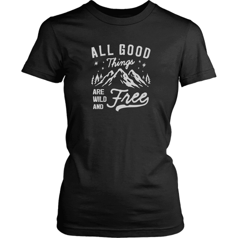 Image of Wild and Free T-shirt District Womens Shirt Black XS