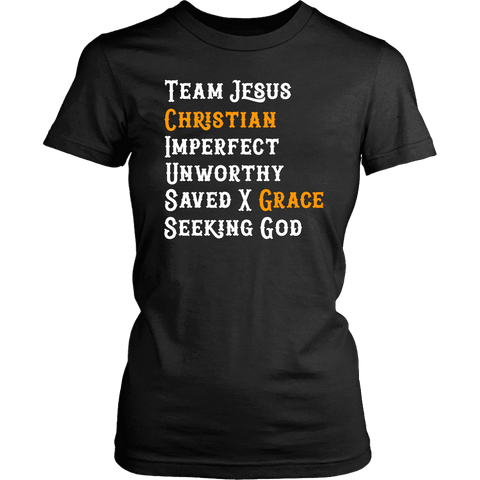Image of Team Jesus T-shirt District Womens Shirt Black XS