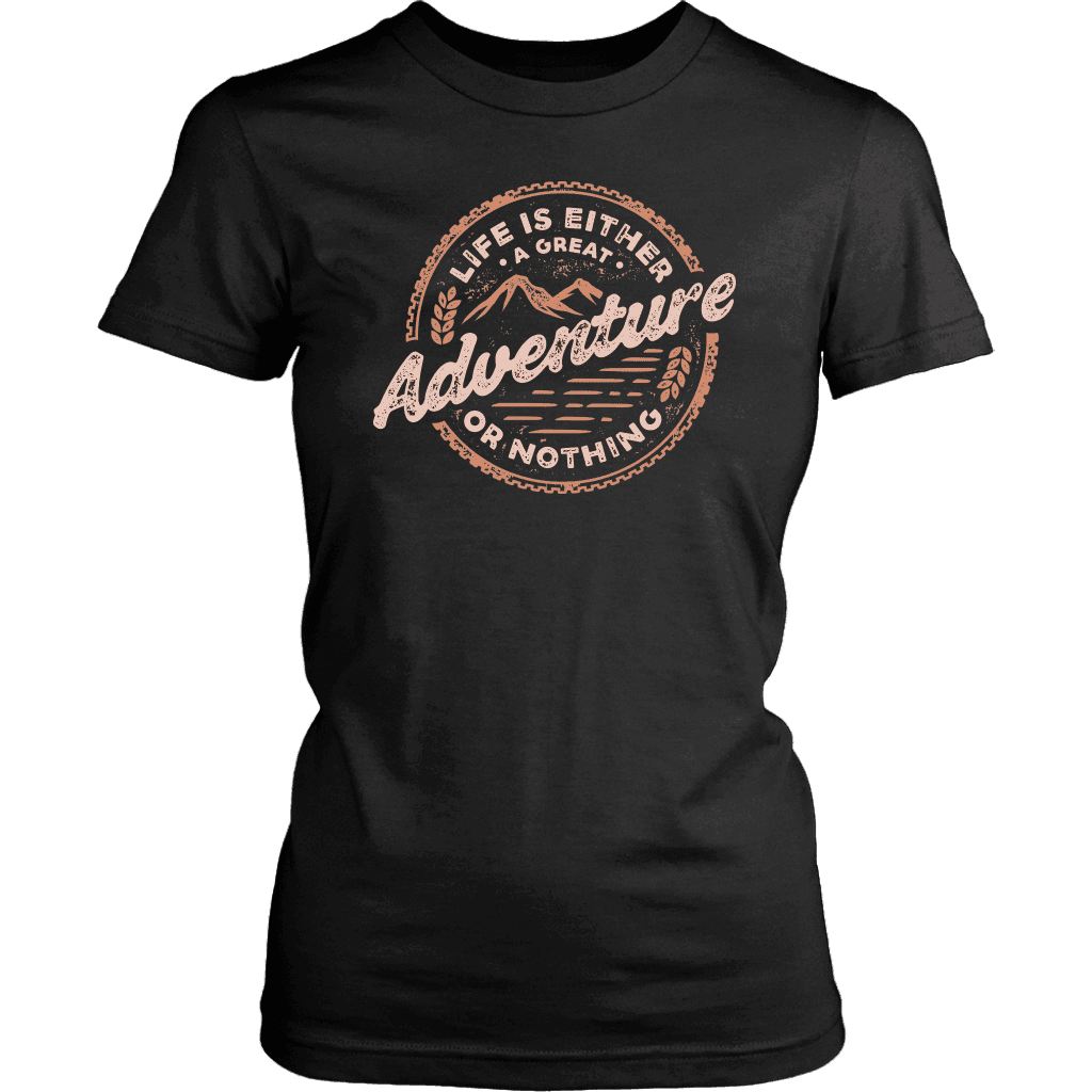 Life Is A Great Adventure T-shirt District Womens Shirt Black XS