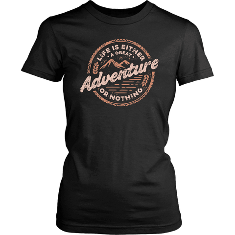 Image of Life Is A Great Adventure T-shirt District Womens Shirt Black XS